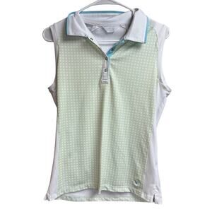 Callaway Women's Sleeveless Pullover Polo Medium White Green